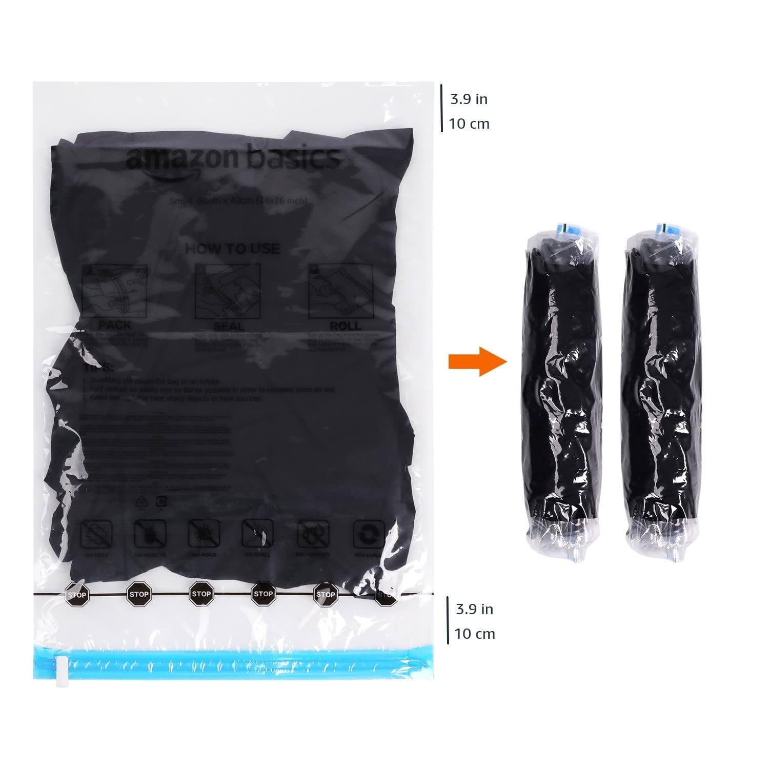 Amazon Basics Roll-Up Travel Storage Bags  12 Packs of 6 (Small & Medium)  Multiple  clear
