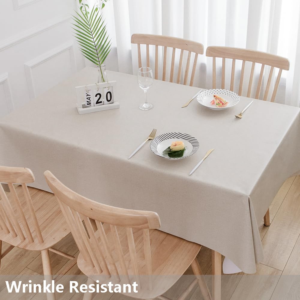 Trudelve Heavy Duty Vinyl Table Cloth Plastic Tablecloths For Kitchen Dining Table Wipeable Pvc Tablecloth For Square Table (54
