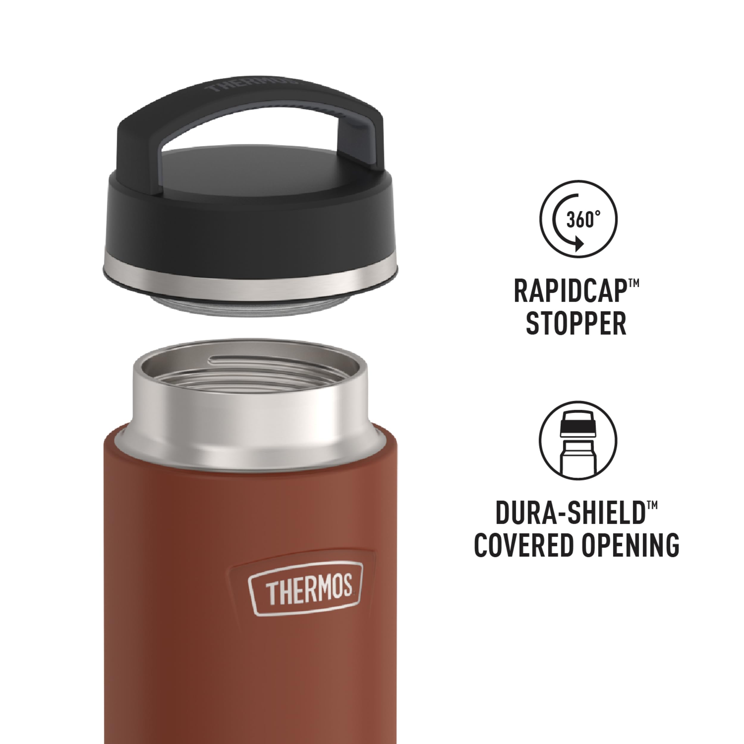 Thermos Icon Series Stainless Steel Water Bottle With Screw Top Lid - 32 Ounce, Saddle - Vacuum Insulated Water Bottle With Lid