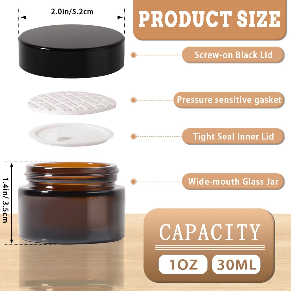 Stellacare 4 Pack 1Oz Glass Jars Round Empty Cosmetic Containers, Refillable Jar With Lids For Face Creams, Lotions, Powders,Sal
