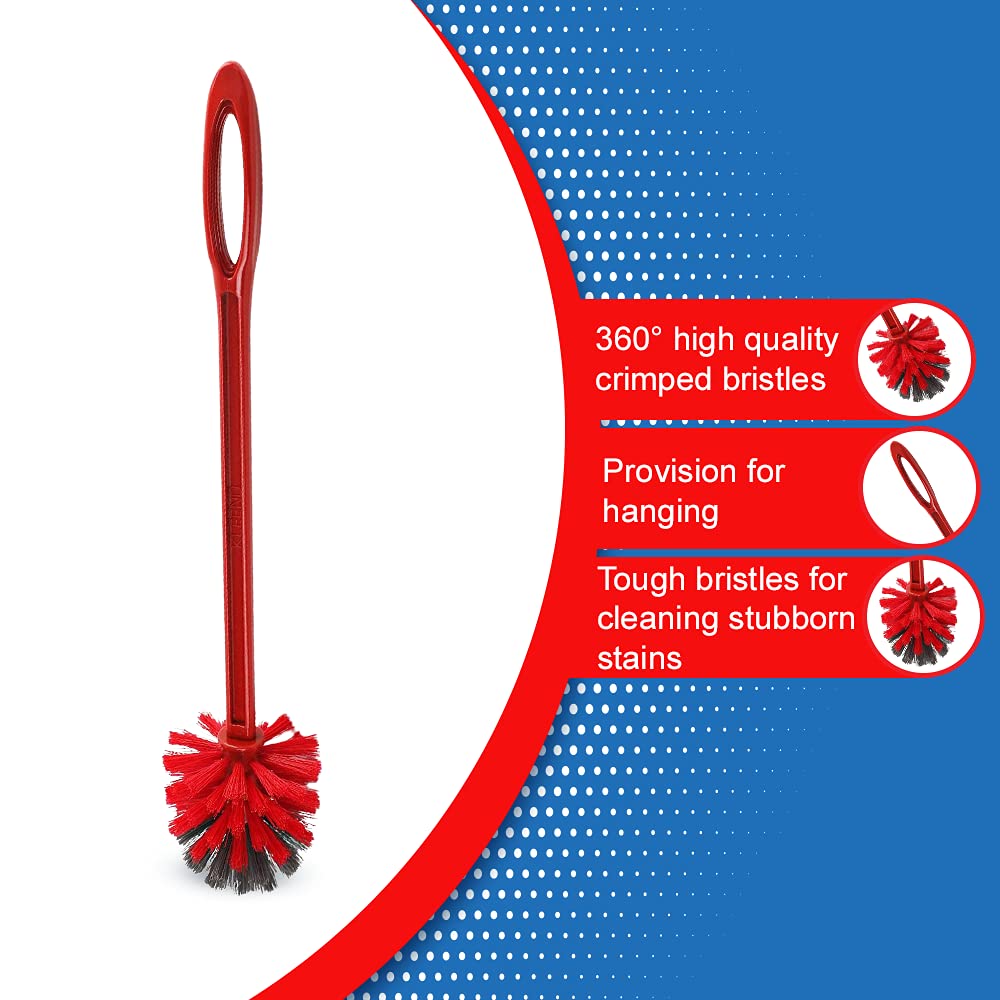 Cello Kleeno Eco Round Toilet Brush, 1Pc, Red And Grey