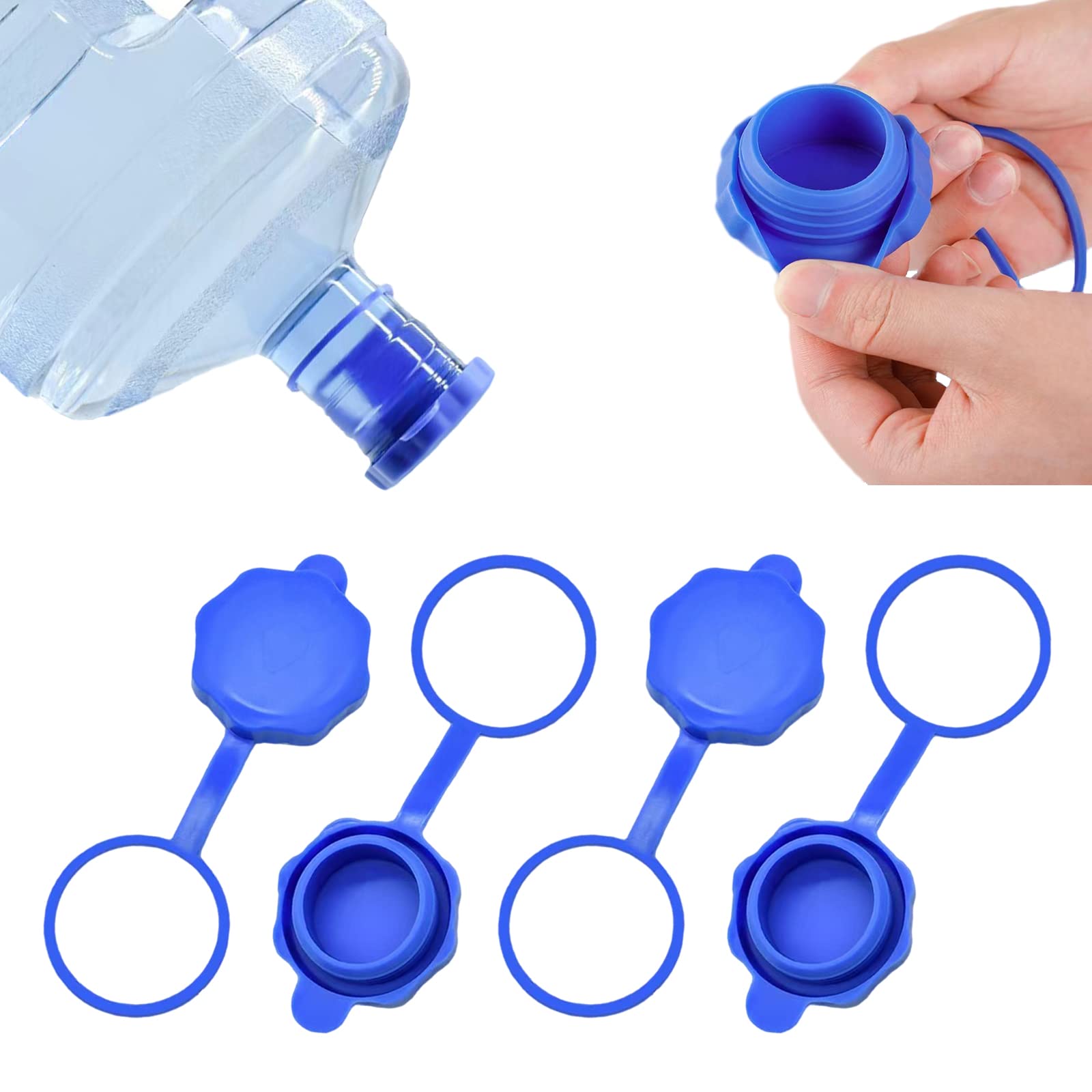 5 Gallon Water Jug Cap, 3 & 5 Gallon Water Bottle Caps Pack of 4, Silicone Reusable 5 Gal Water Jug Cap, Non Spill Water Bottle 