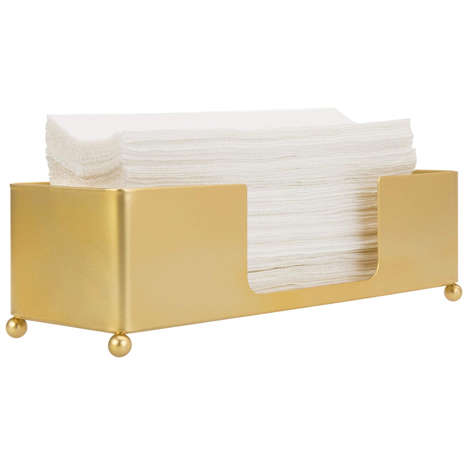 Mygift Modern Brass Tone Metal Tabletop Commercial Folded Paper Towel Holder Dispenser Tray