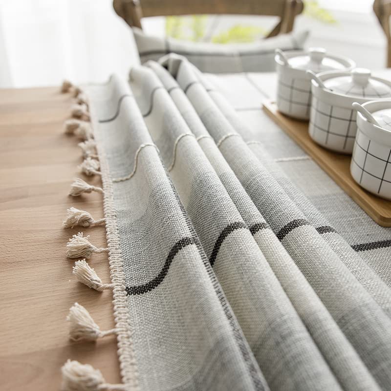 Neelvin Rustic Rectangle Burlap Thick Tablecloth Cotton Linen Table Linens Tablecloths Waterproof Wrinkle Free Table Cover for Kitchen Dinning 55''x55'' 4 Seats