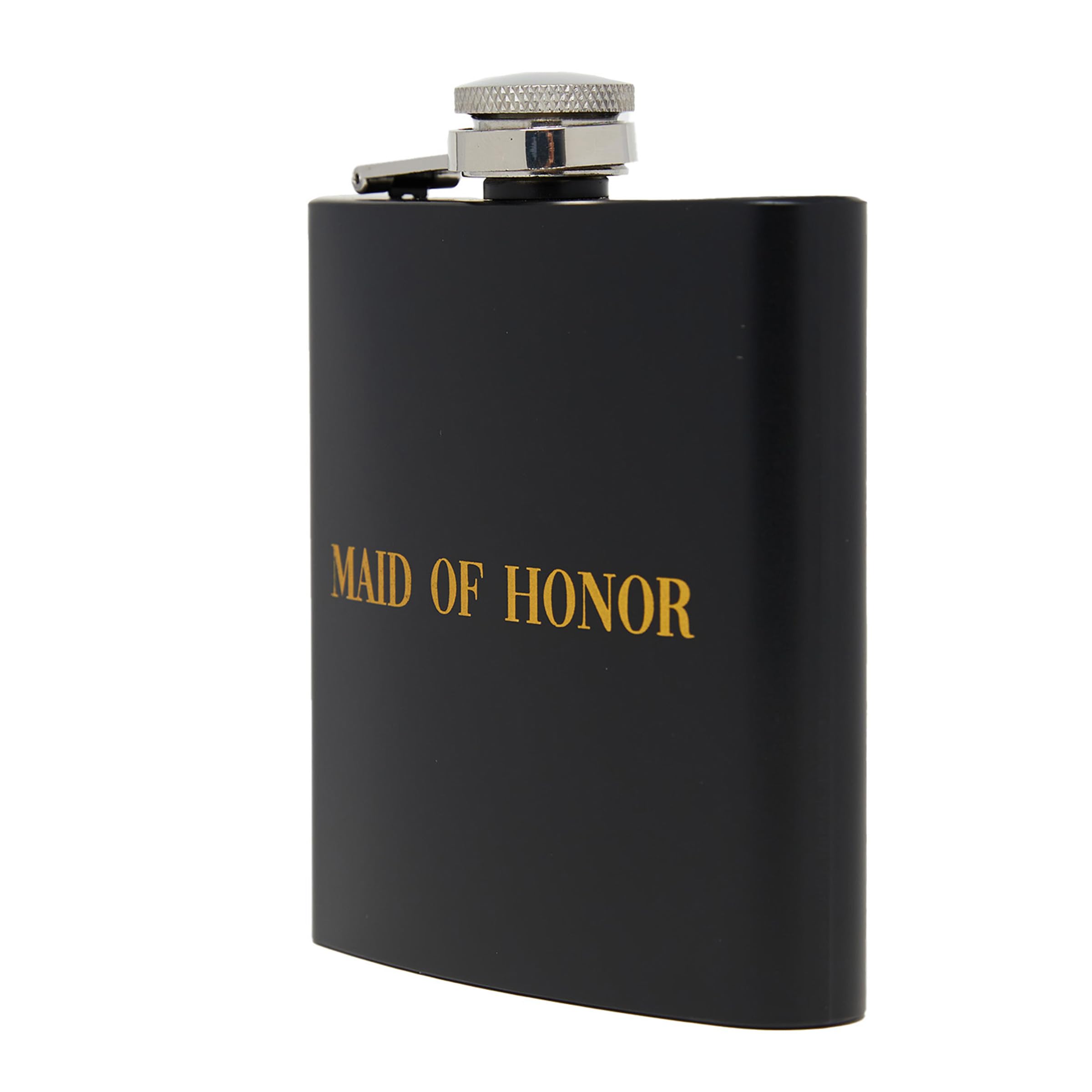 Stainless Steel Flask - Maid Of Honor (Black/Gold)