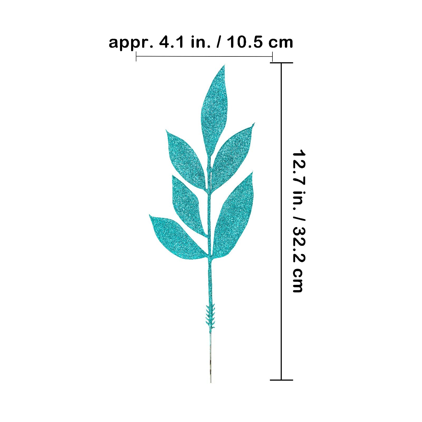Winlyn 40 Pcs Teal Glitter Bay Leaf Sprays Artificial Christmas Tree Picks Sprays 12.7 Tall for Teal Christmas Tree Winter Wreat
