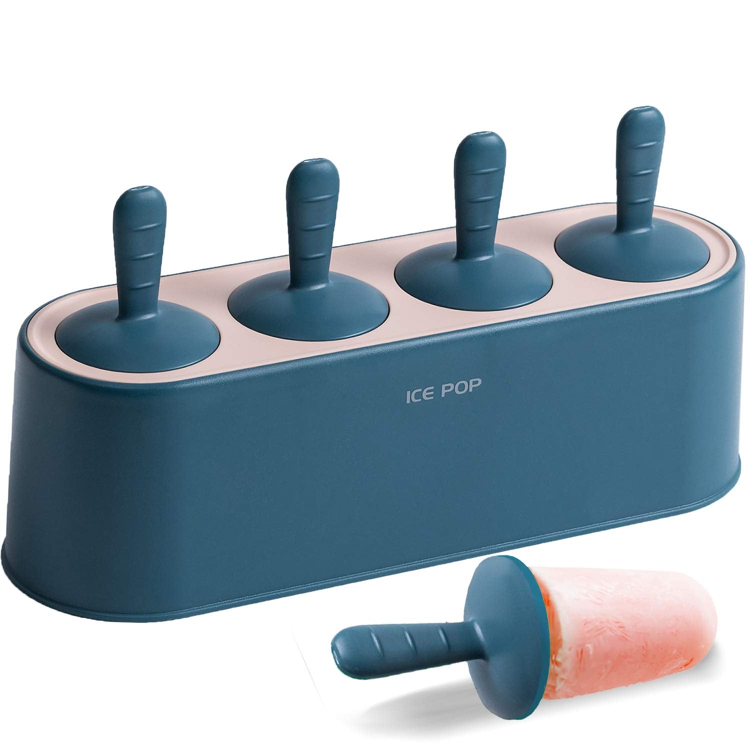 Popsicle Mold Set 4 Pieces Homemade Silicone Popsicle Maker Kid Easy Release Ice Cream Molds Reusable Diy Pop Molds (Blue)