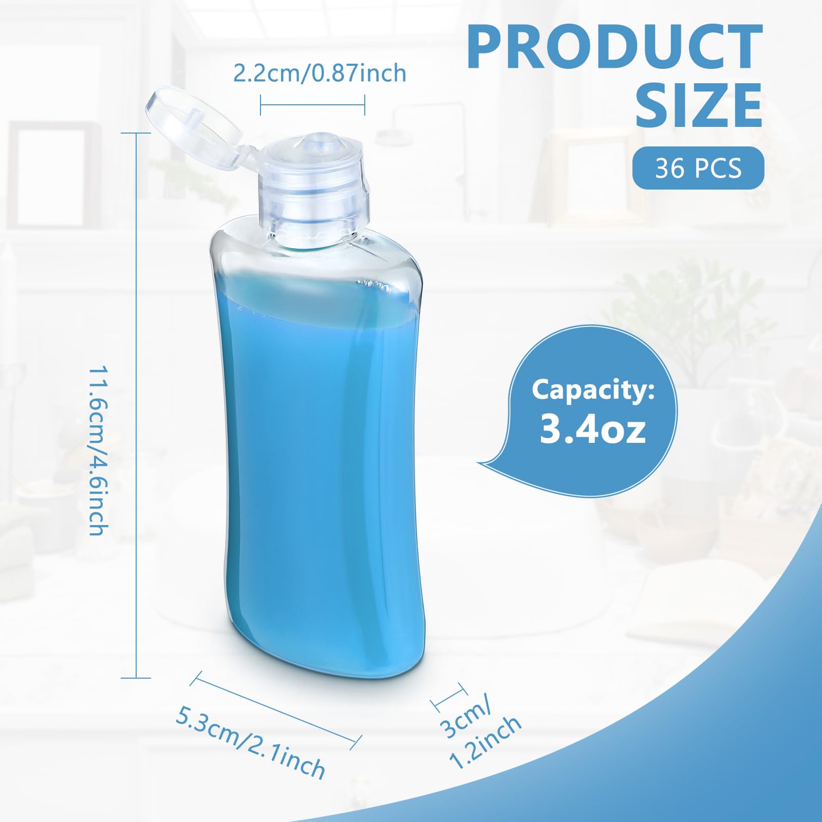 Domensi 36 Pcs 3.4 Oz Travel Bottles Bulk Plastic Squeeze Lotion Bottles With Flip Cap Small Portable Travel Leak Proof Refillab