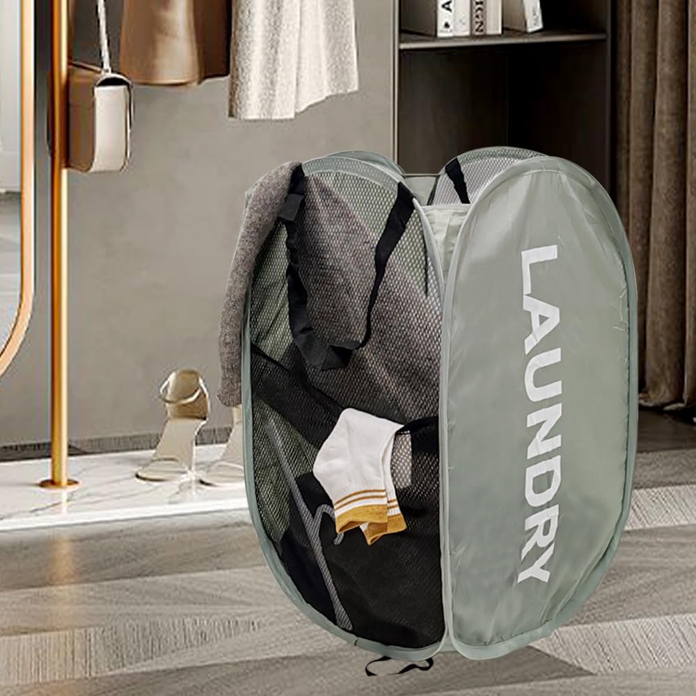 Buenod Mesh Popup Laundry Hampers, Collapsible Laundry Baskets, 2 Pack Clothes Hampers For Home, Bathroom, College Dorm, Rv Crui