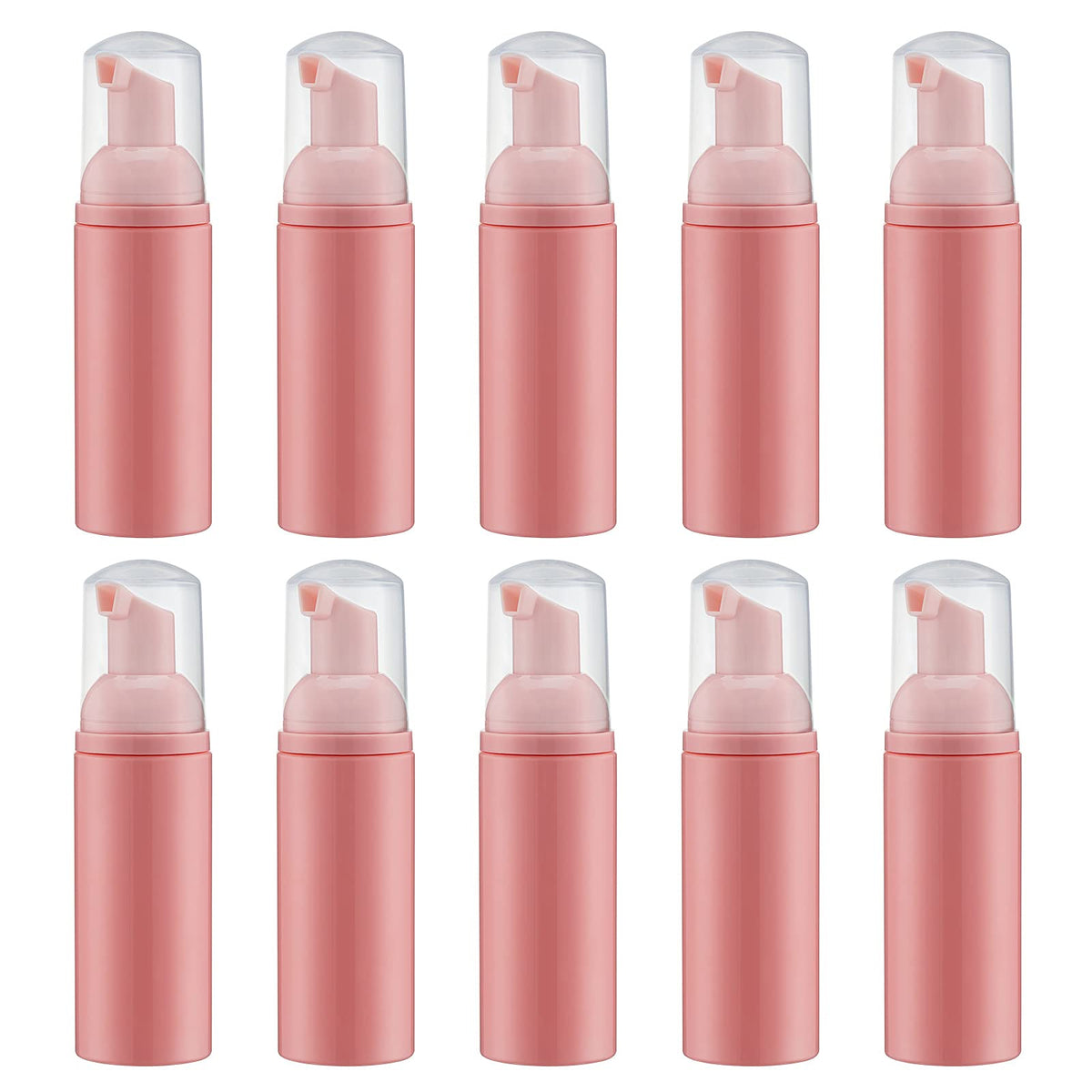 Tekson 10Pcs Soap Foam Bottle (2 Oz), Empty Travel Foaming Lash Shampoo For Cleanser, Dispenser (Pink Pump)