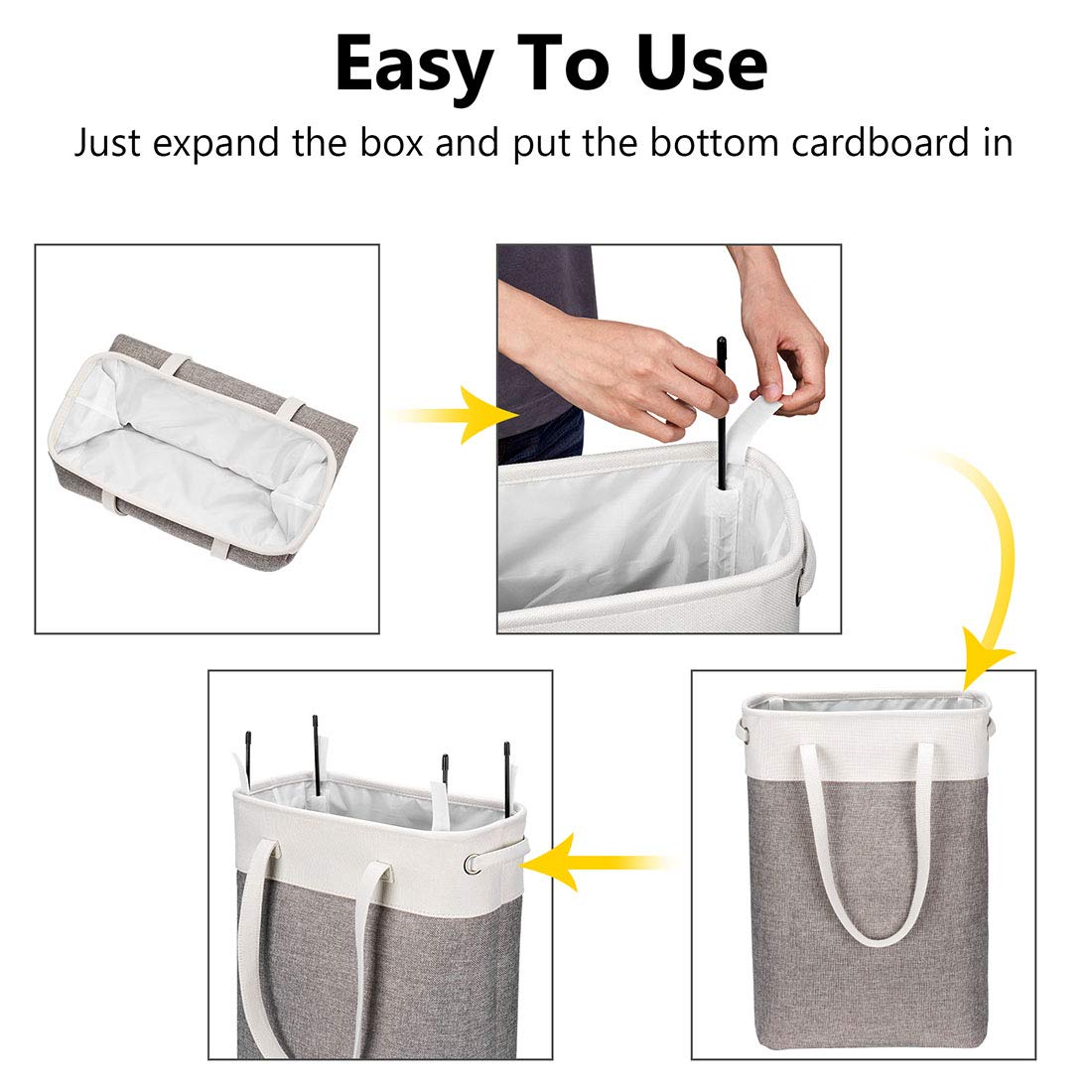 i BKGOO Laundry Basket with Handles white&Grey Coffee-Slim Laundry Bin Collapsible Dirty Clothes Basket Narrow Laundry Bag Foldable Dirty Hamper for Camping  Dorms  Apartments