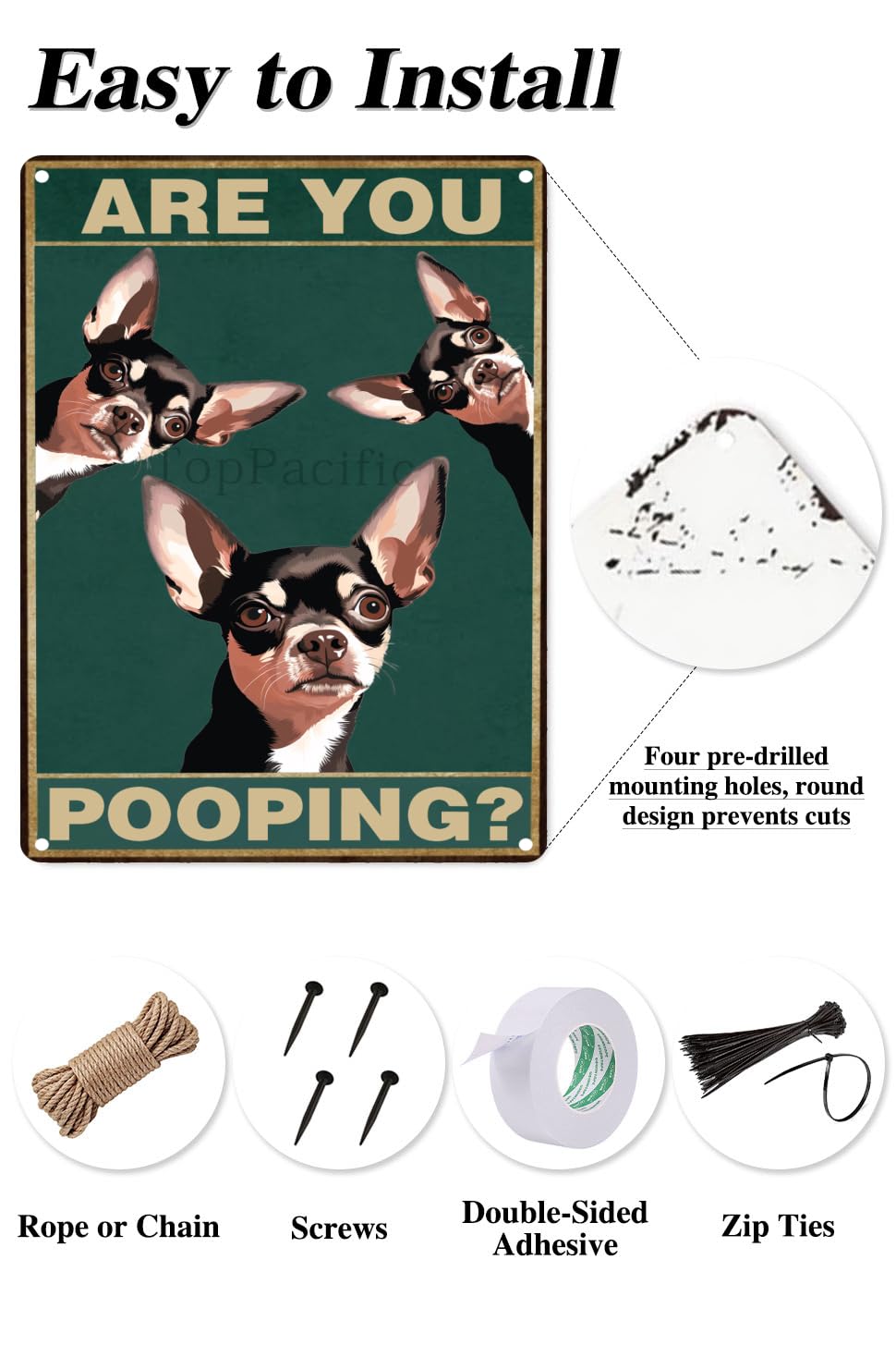 Toppacific Chihuahua 12X16 Inch Are You Pooping Sign Bathroom Decor- Dog Metal Poster Dog Lover Gift Art Funny Dogs Wall Art Dec