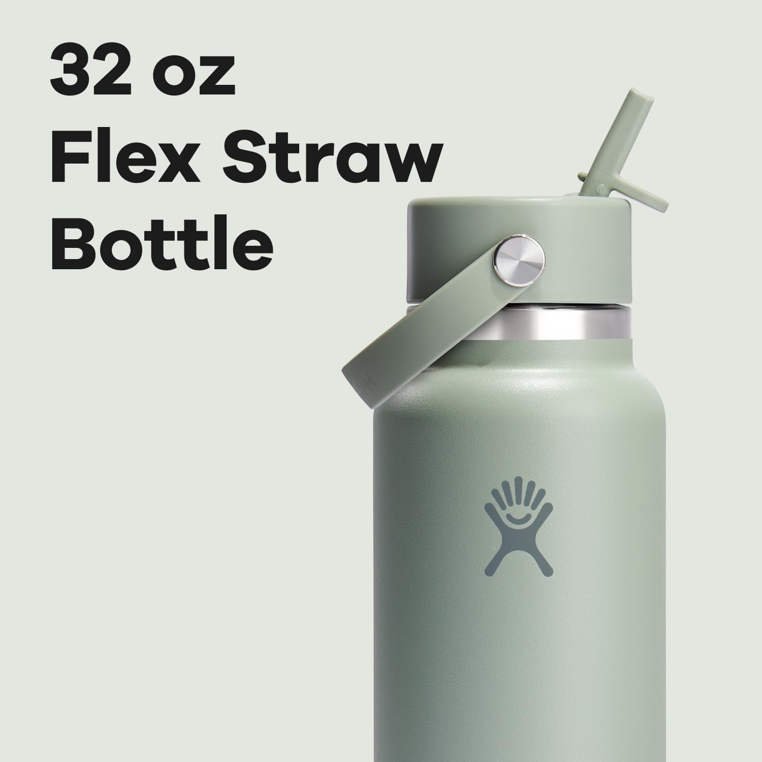 Hydro Flask Water Bottle - Insulated Stainless Steel - Wide Mouth Flex Straw Lid, Non Spill, Leakproof and Refillable in 32 Oz T