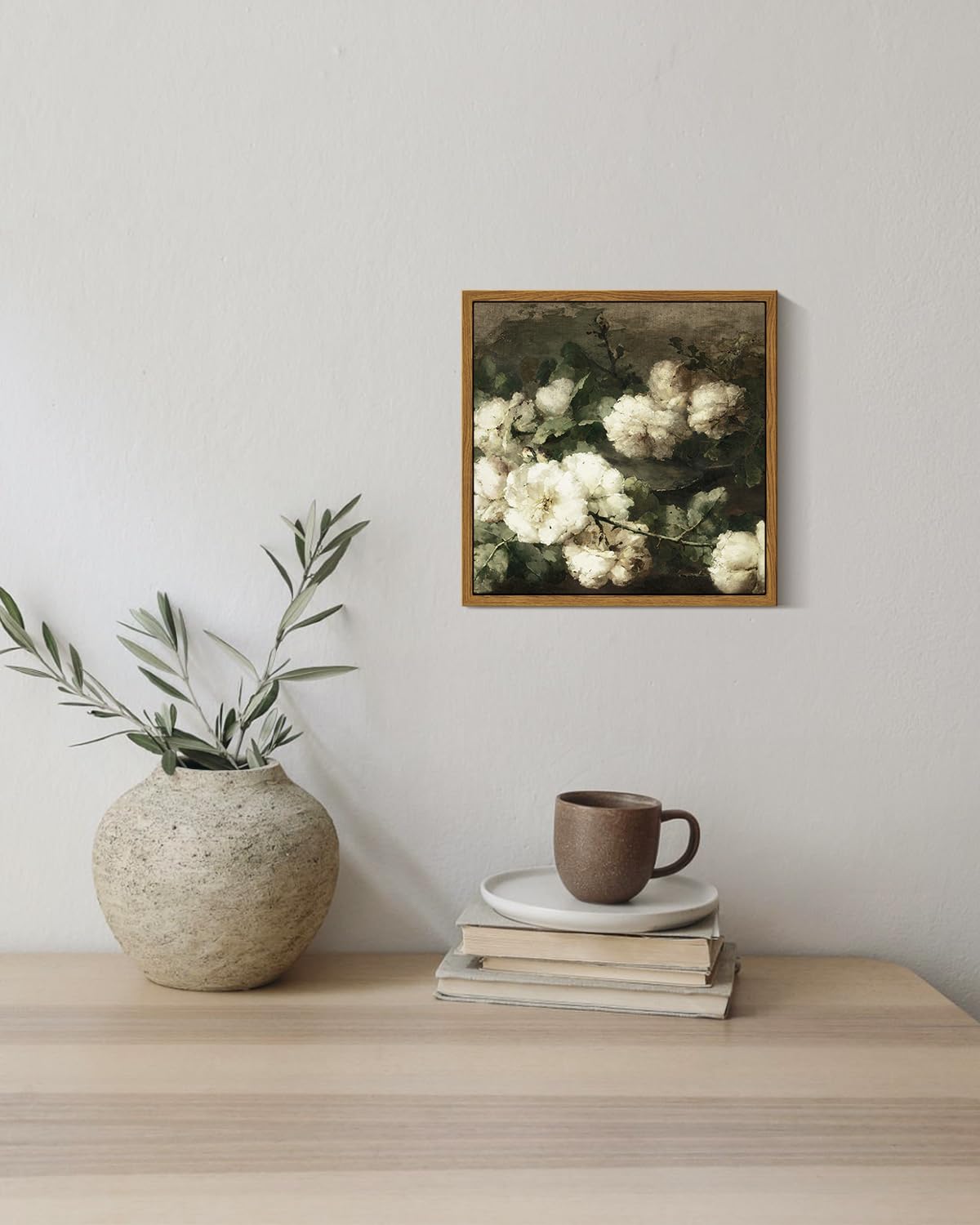 Insimsea Square Framed Canvas Wall Art, Vintage Floral Rustic Roses Flower Wall Art For Living Room, Canvas Flowers Wall Art Pri