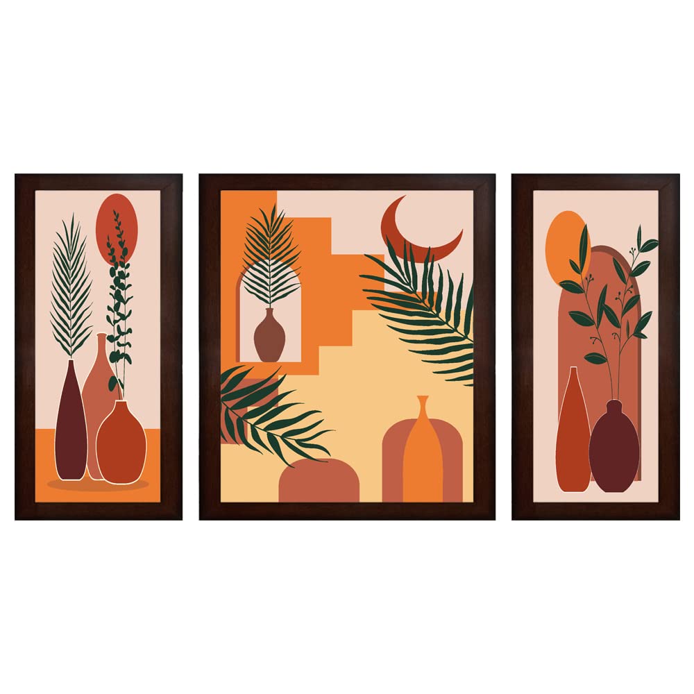 Wens Floral Mdf Wall Art (30 Cm X 34 Cm X 1.5 Cm, Set Of 3, Wsp-4134)
