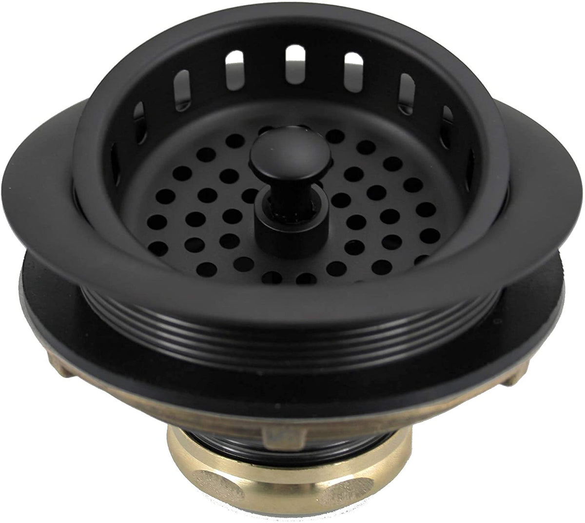 Westbrass D214-50-62 3-1/2'' Post Style Large Kitchen Sink Basket Strainer, Matte Black (50-Pack)