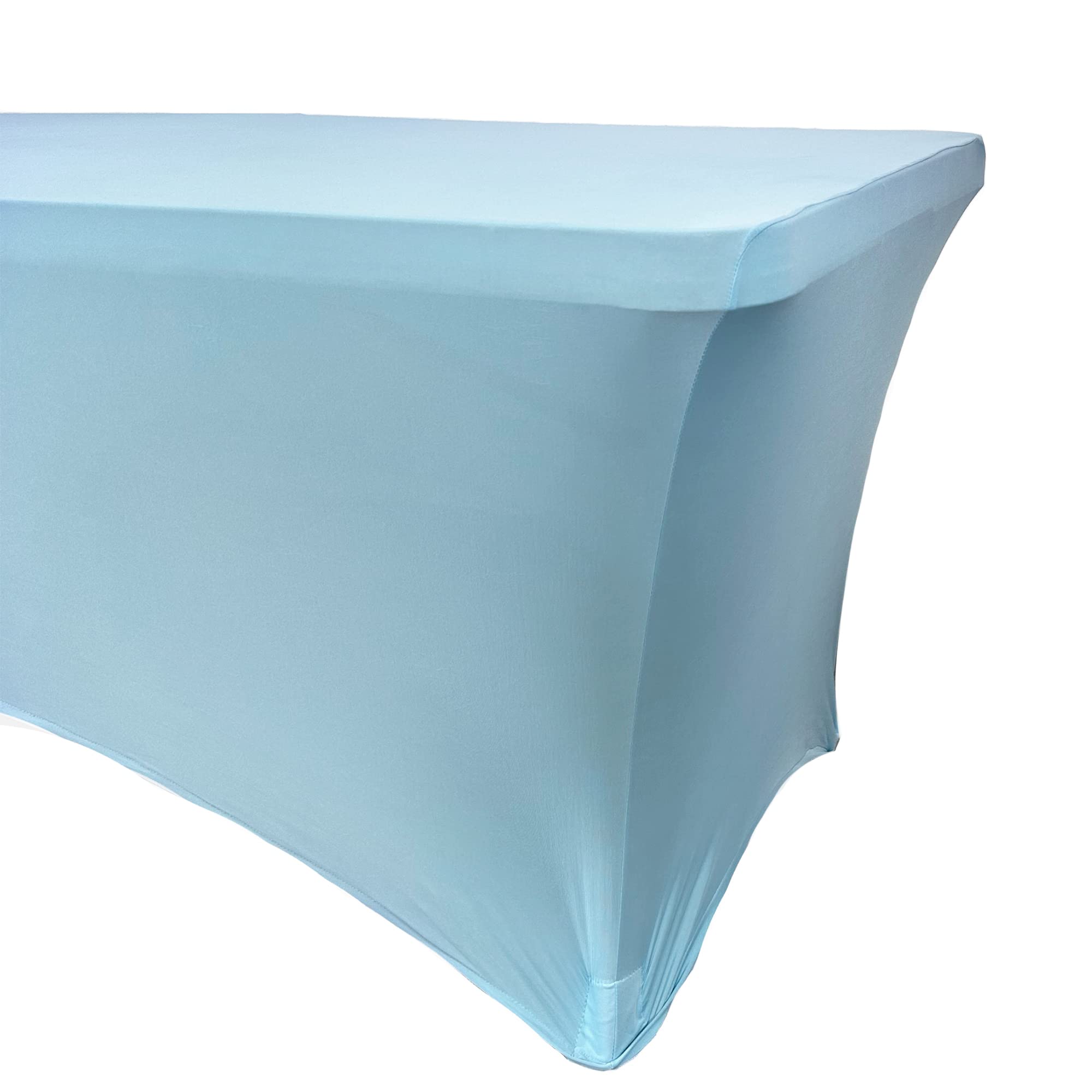 Your Chair Covers - 8 Ft Rectangular Fitted Spandex Tablecloths Patio Table Cover Stretchable Tablecloth - Light Blue