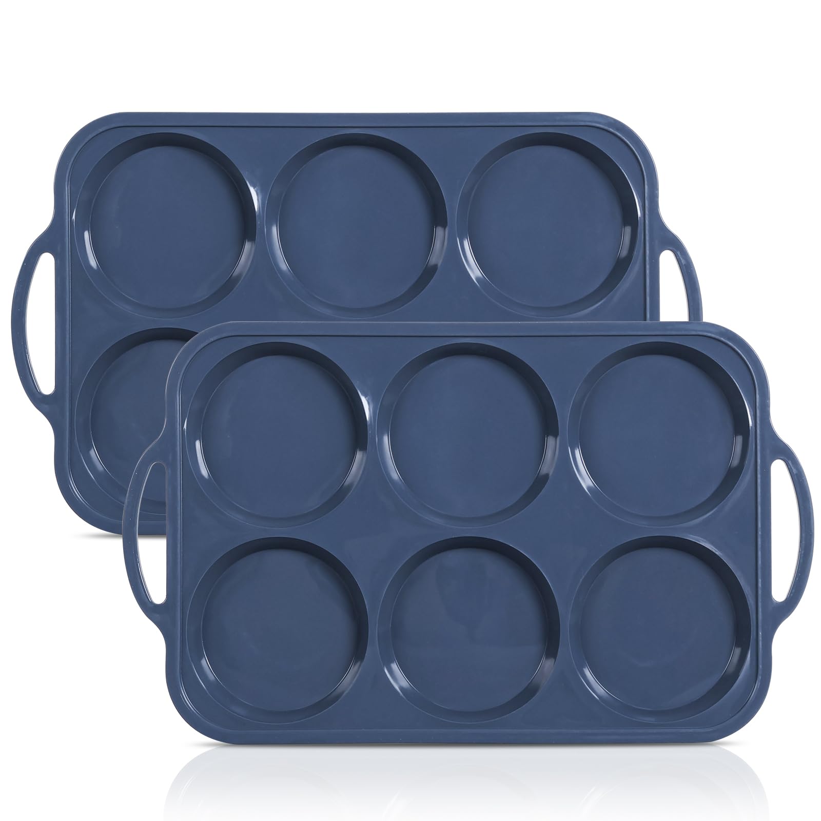 Vnray 2Pcs Jumbo Silicone Muffin Top Pan 4 Inch with Metal Frame, Non Stick Silicone Egg Mold for Oven, Large Whoopie Pie Baking