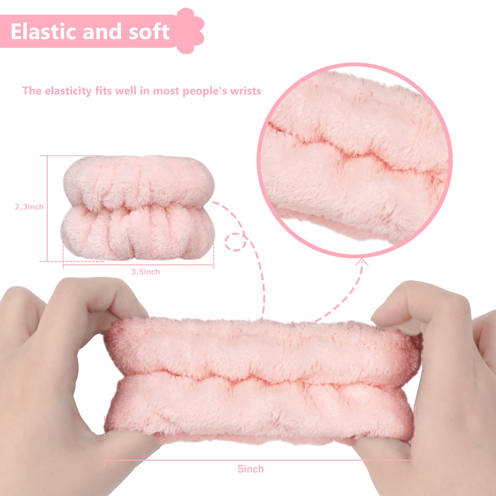 Taocar 8Pcs Wrist Bands For Washing Face, Face Washing Wristbands, Arm Wrist Towels For Washing Face, Spa Face Wash Wristbands,