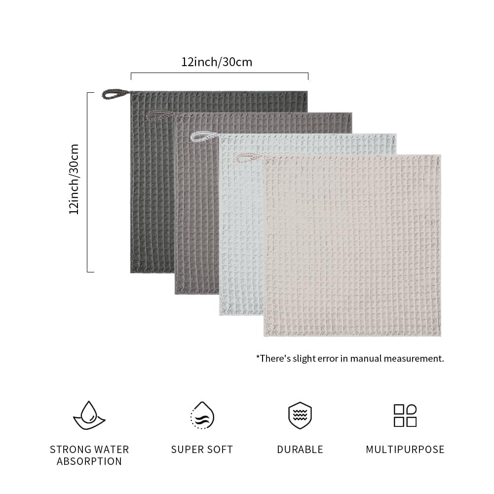 Watchget Barista Microfiber Cloths - 4 Pack (12''X12'') Professional Cleaning Towels For Espresso Machines, Steam Wands & Counte