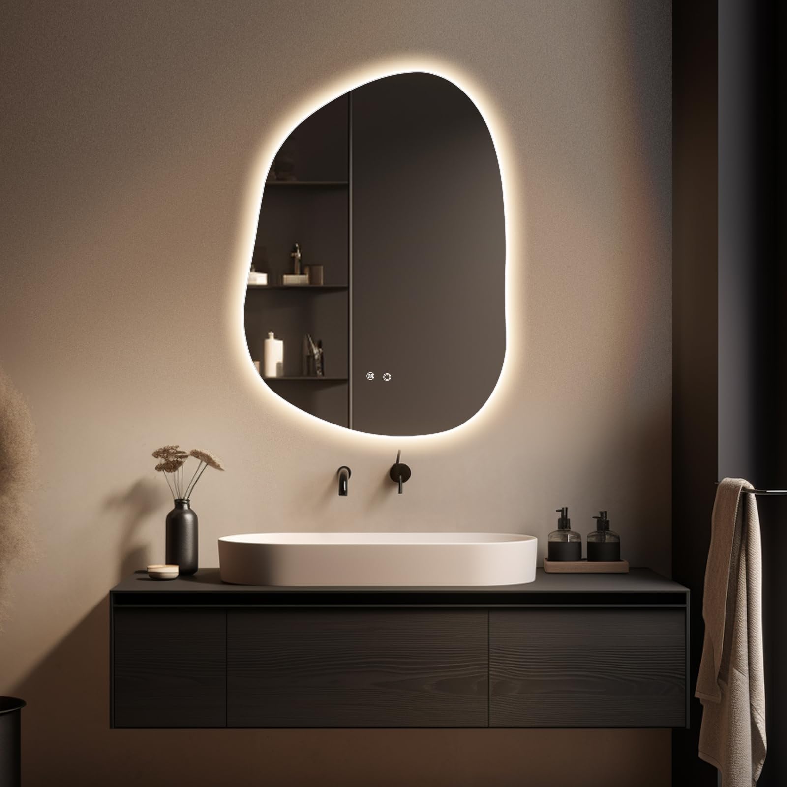 Wallbeyond Led Bathroom Mirror With Lights, 22 X 30 Inch Led Bathroom Vanity Mirror For Wall, Anti Fog Mirror For Bathroom, 3 Co