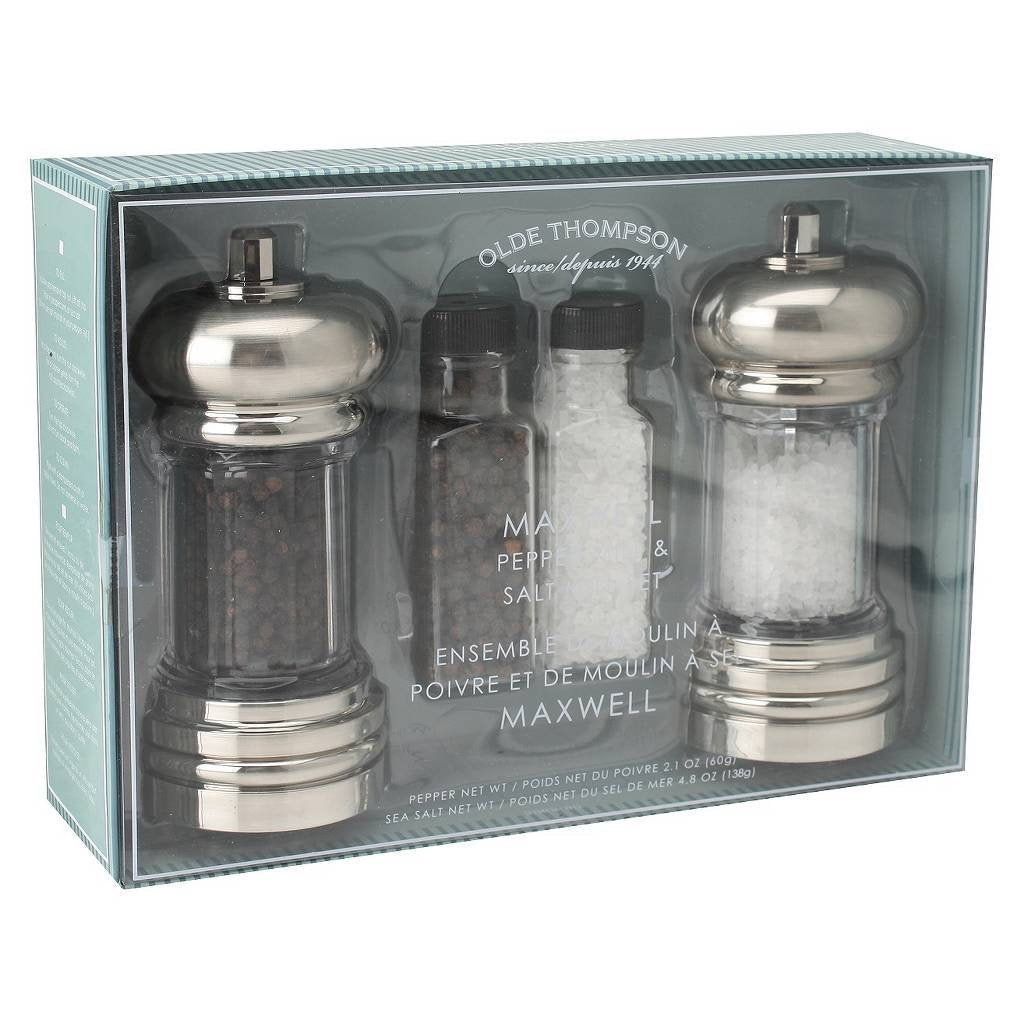 Olde Thompson 5965-90 Maxwell Set, With Sea Salt And Black Pepper Refill