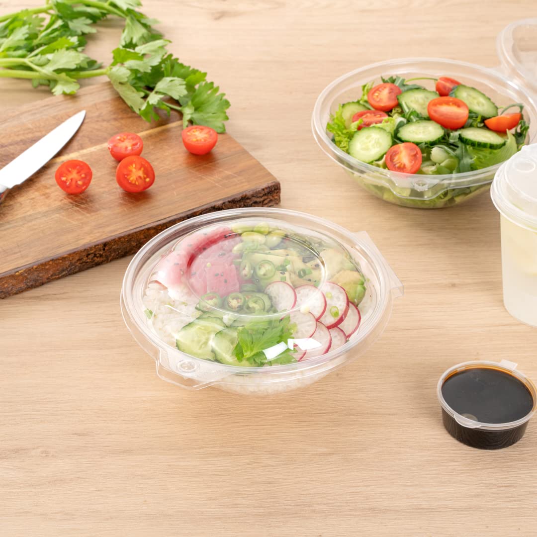 Restaurantware Tamper Tek 24 Ounce Take Out Bowls 100 Tamper-Evident Meal Prep Bowls - Hinged Lid Freezable Clear Plastic To Go