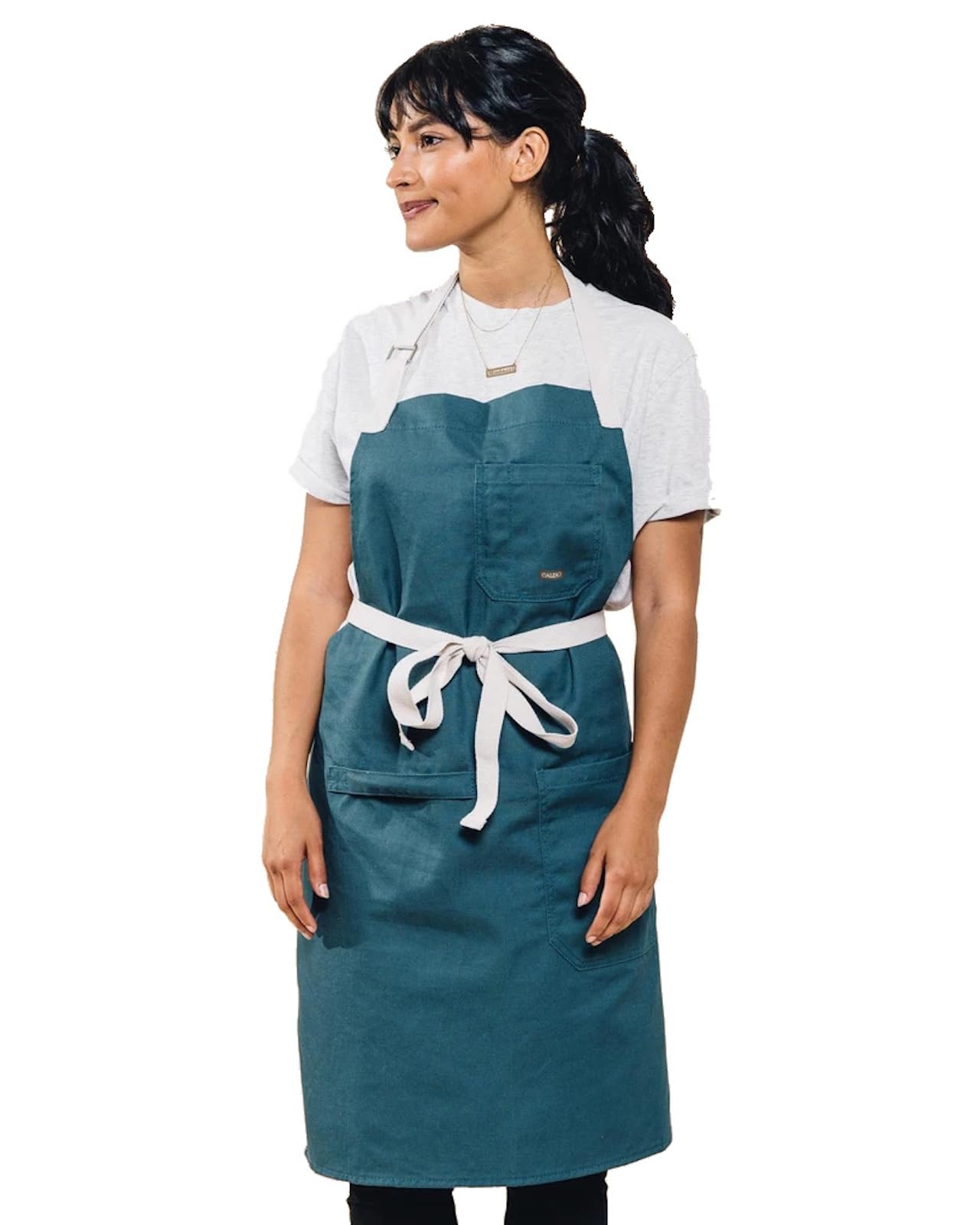 Caldo Daily Cotton Kitchen Apron For Cooking- Mens And Womens Professional Chef Or Server Bib Apron - Adjustable Straps With Poc