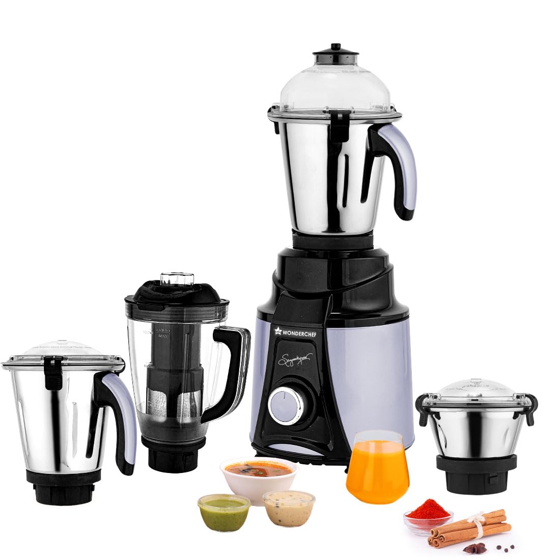 Wonderchef Galaxy Mixer Grinder 1000 W 100% Copper Motor, 4 Stainless ...