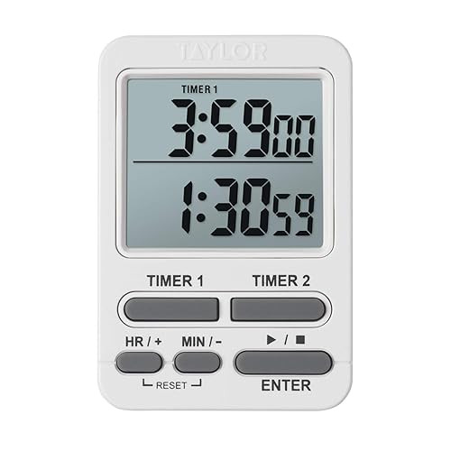 Taylor Dual Event Digital Timer W/Clock, White