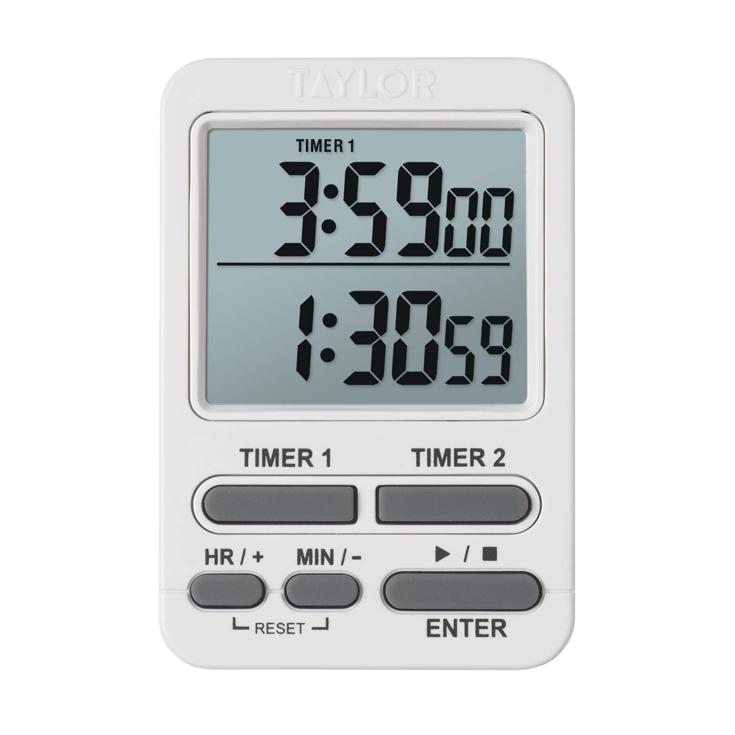 Taylor Dual Event Digital Timer W/Clock, White
