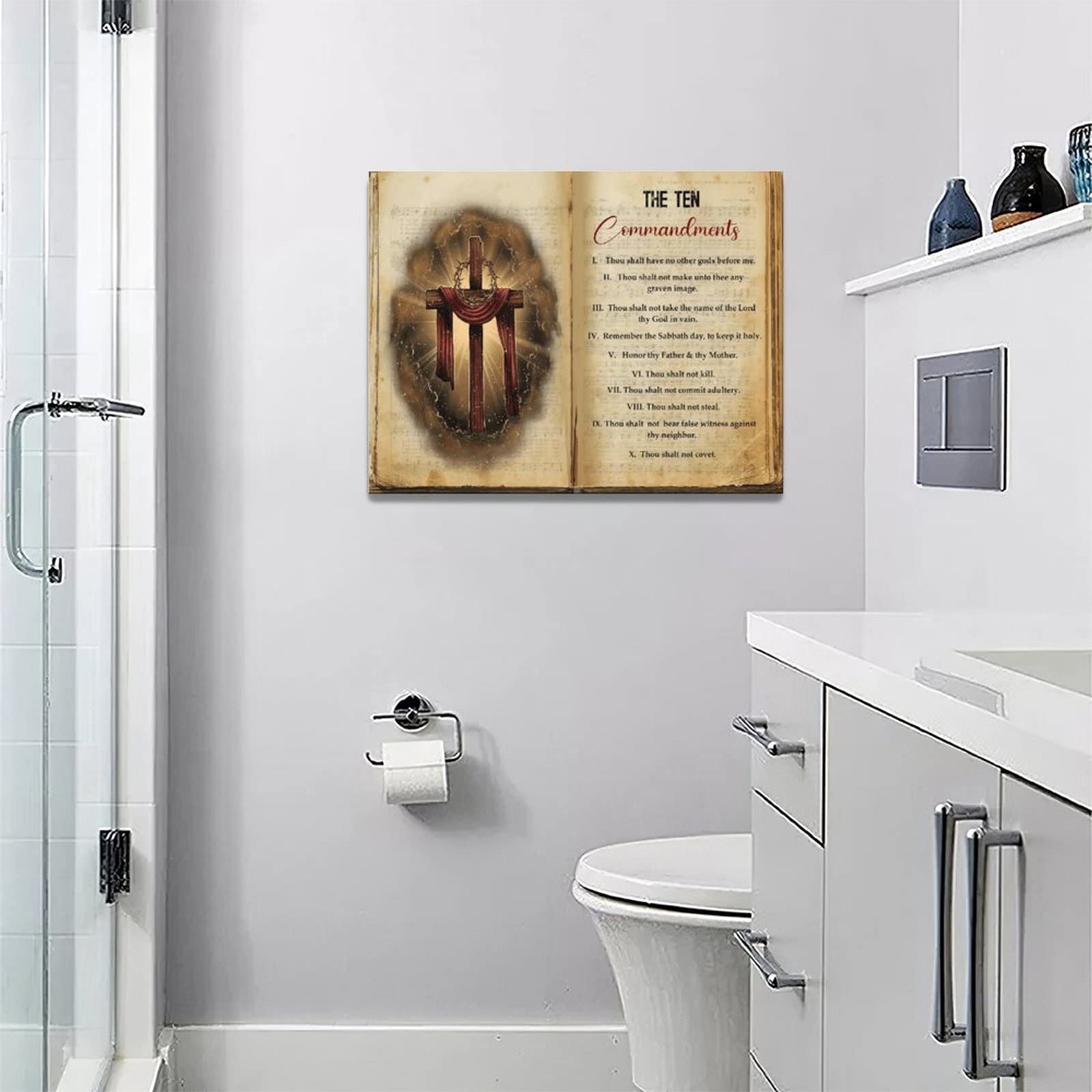 The Ten Commandments Cross Decor Wall Art 10 Commandments Bible Verse Christian Religion Scripture Pictures Wall Decor Canvas Pa