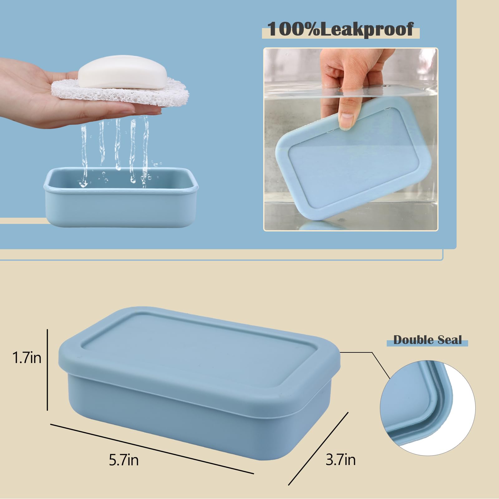 Titati Large Travel Soap Container, Shampoo Bar Case, Silicone Soap Holder With Drainage Tray, Portabel Travel Soap Case For Sho