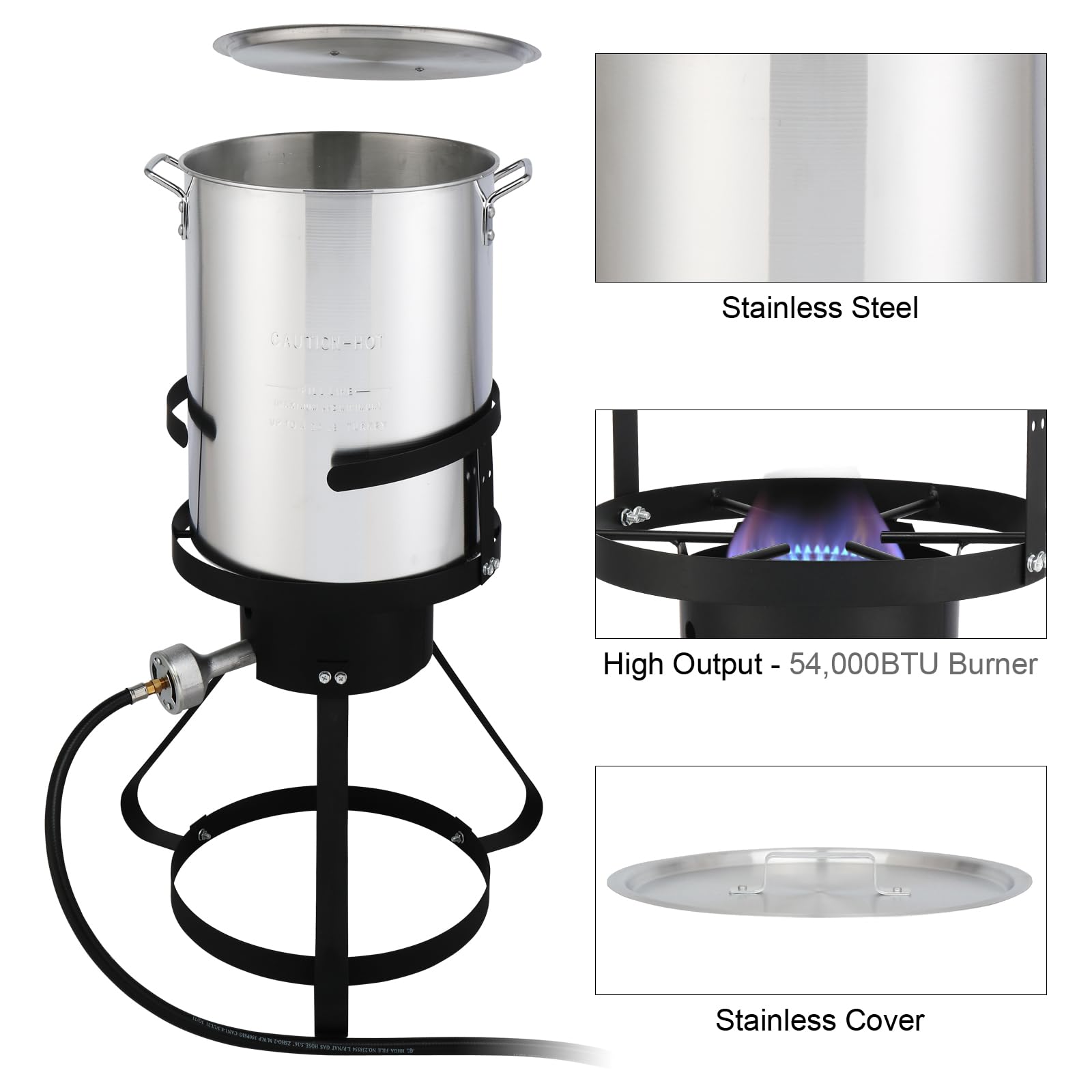 Outvita Turkey Deep Fryer & Fish Fryer Kit - 30Qt + 10Qt Aluminum, 54,000 BTU Propane Burner, Ideal for Outdoor Cooking