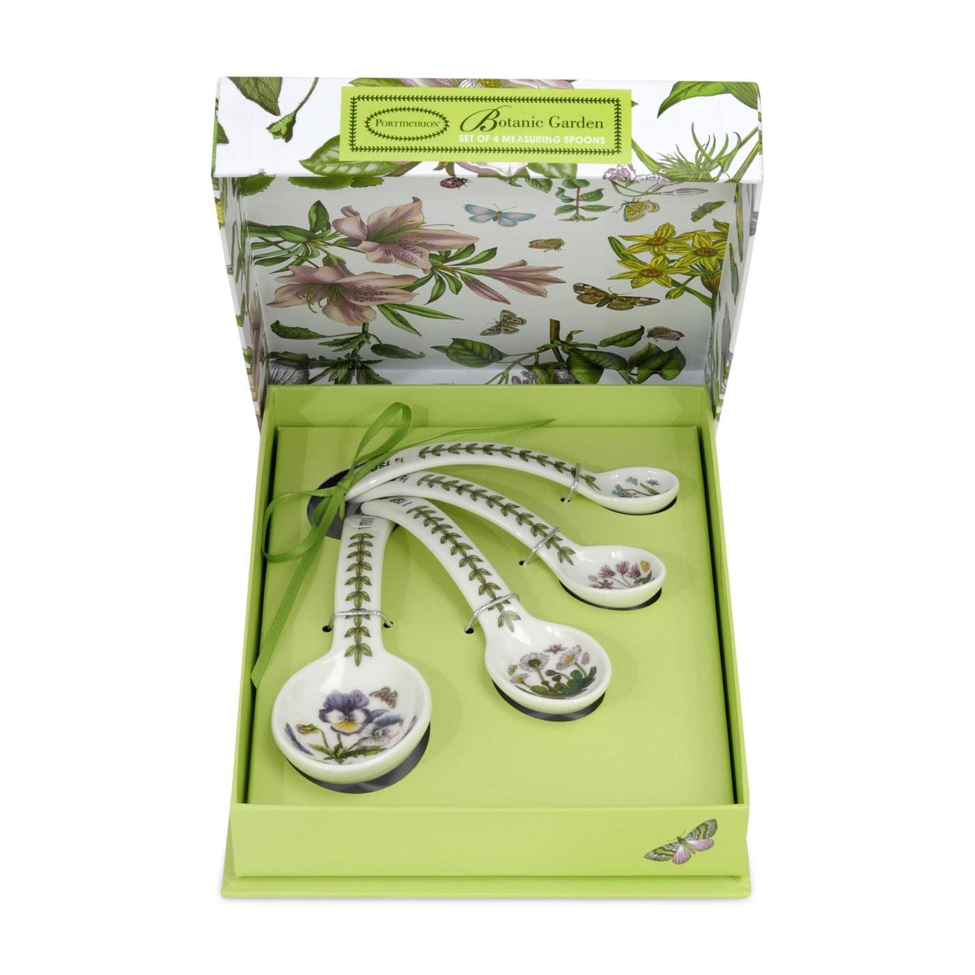 Portmeirion Botanic Garden Measuring Spoons - Set Of 4 | 1 Tbsp, 1 Tsp,  Tsp,  Tsp | Fine Porcelain | Chip Resistant Glaze | Dis