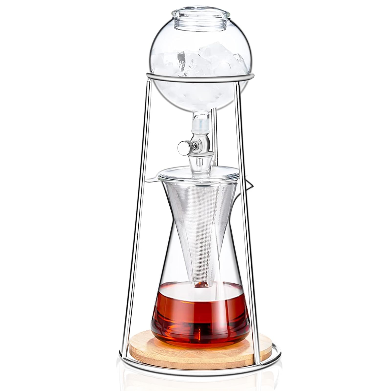 PARACITY Cold Brew Coffee Maker, Iced Coffee Maker in Stainless Steel and Borosilicate Glass, Cold Brew Drip Coffee Maker with S