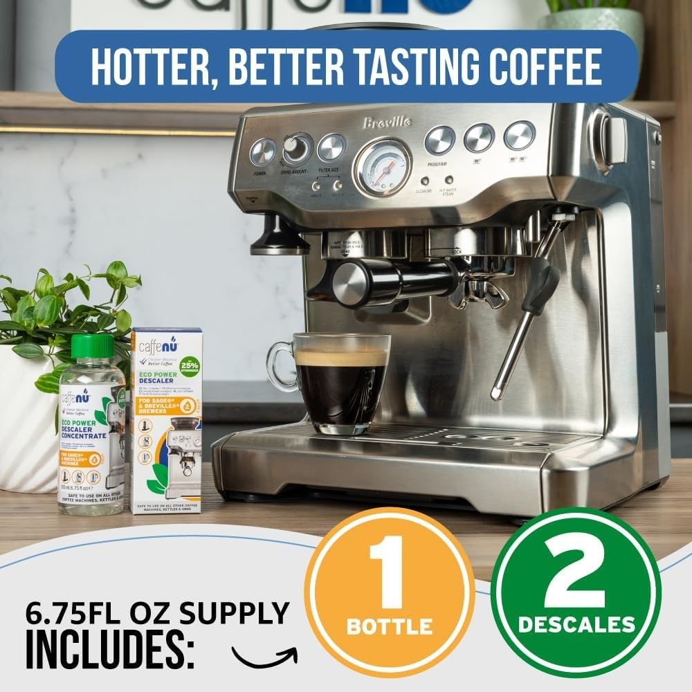 Breville Compatible Descaling Solution. Bottle Of Descaler Solution. Descaling Kit Removes Limescale For Hotter Coffee. 2 Uses D