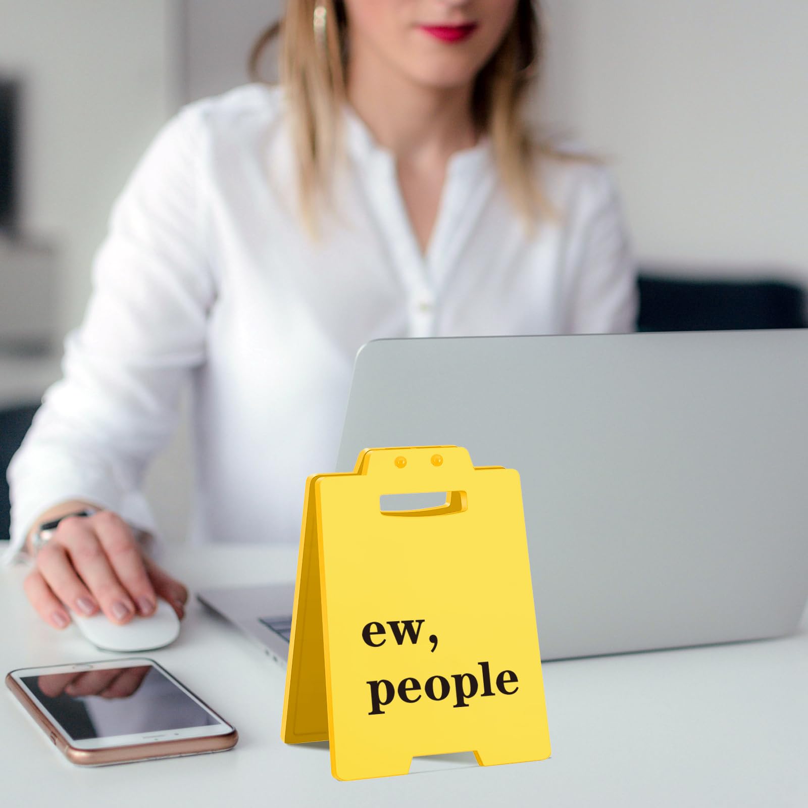Funny Office Desk Sign - ew, people    - Sarcastic Desk Decor for Introverts, Coworkers, or Remote Workers - Gag Gift for Office