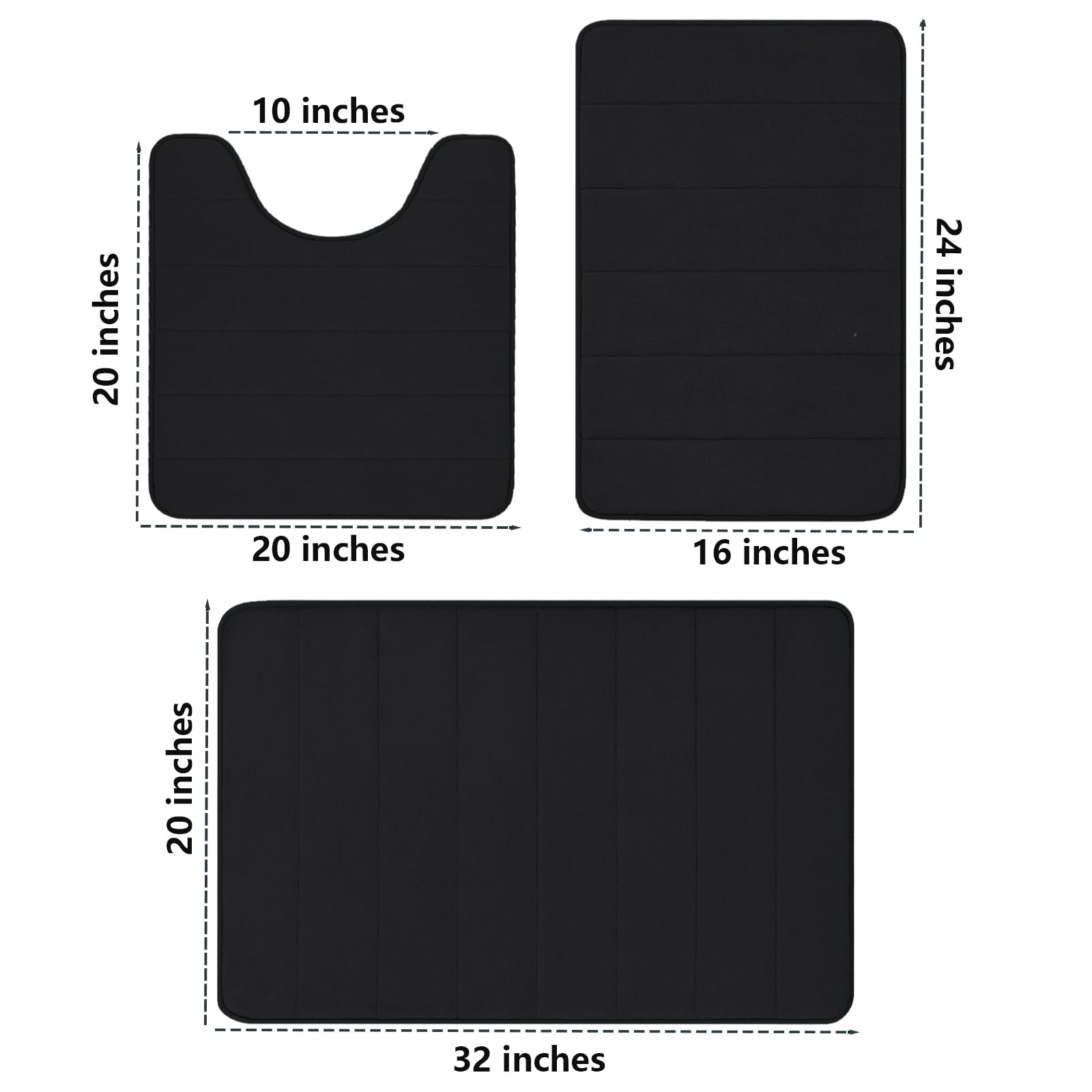 Dtxdtech Bathroom Rugs Set 3 Piece Memory Foam Bathroom Mat Set Non-Slip Extra Absorbent Shaggy Soft Bath Mat Set,Machine Washab