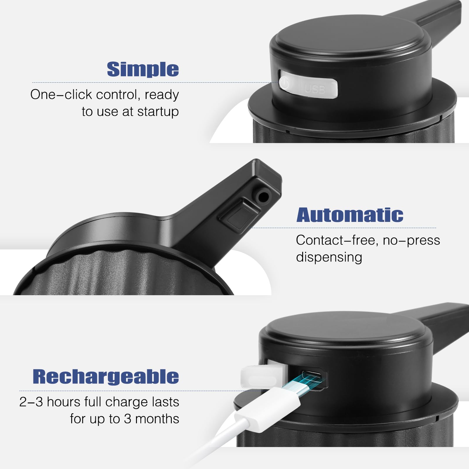 Automatic Soap Dispenser Liquid For Kitchen: 9 Oz Touchless Plastic Black Modern Auto Soap Dispenser For Bathroom - Hand Dish Lo