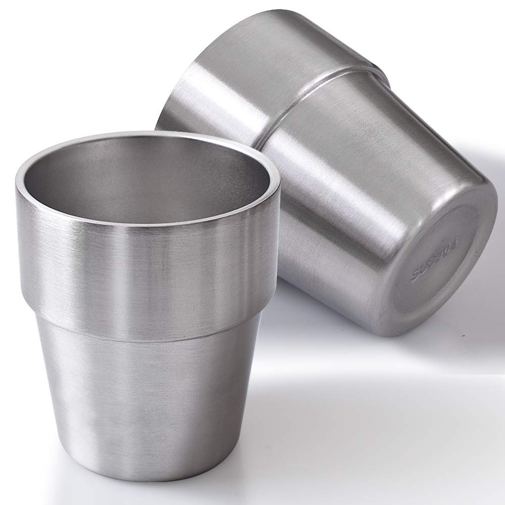 Newk Stainless Steel Cups, 10 Oz Metal Cups, Double Wall Drinking Tumblers For Bbq/Home/Office/Party/Driving - Set Of 2 Packs