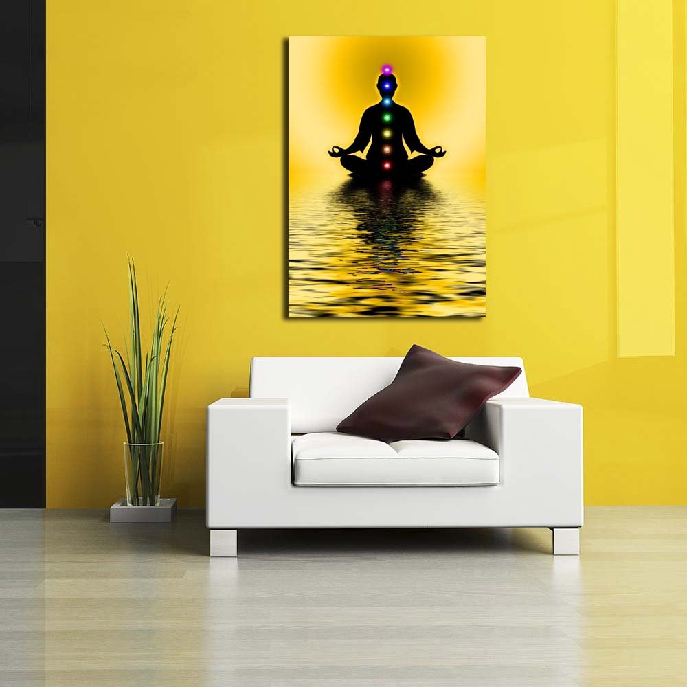 Pitaara Box Meditation With Chakras | Peel & Stick Vinyl Wall Sticker For Bedroom & Living Room | 18 X 25.5 Inch (46 X 65 Cms)