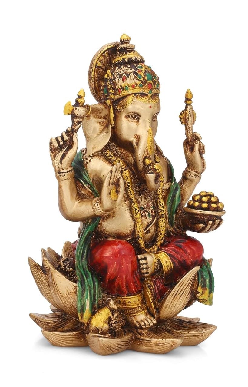 Ani Divine Lord Ganesha Idol Indian God Statue Showpiece (17 X 11 Cm, Multicolored)
