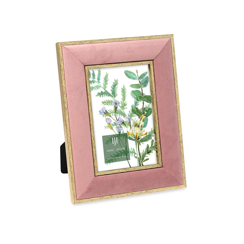 Isaac Jacobs 4X6 Pink Velvet Picture Frame With Metallic Gold Double B ...
