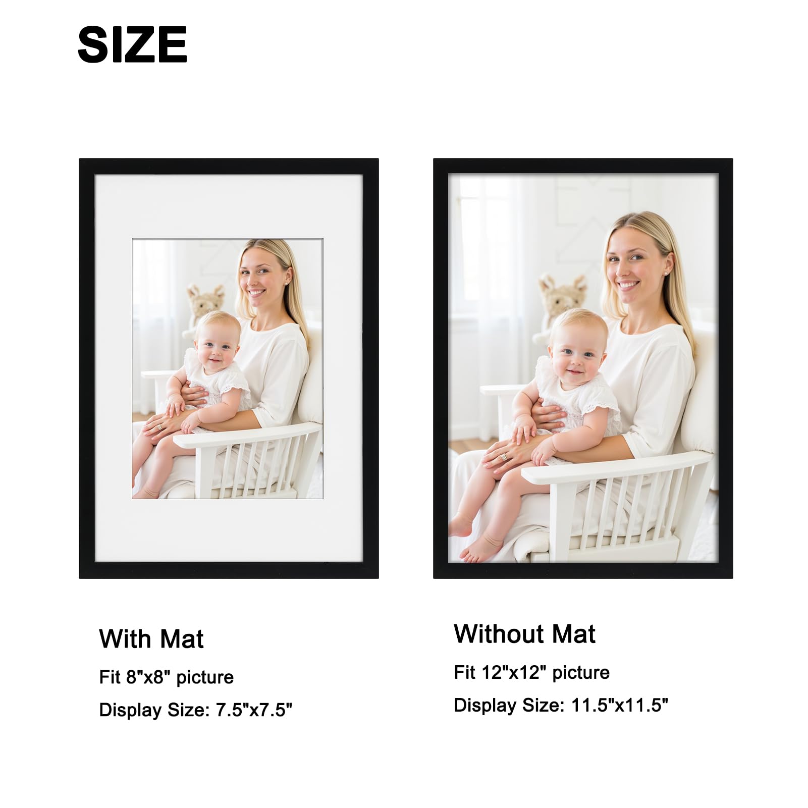 Giftgarden A4 Picture Frame Set of 4, Matted to 6x8 Picture with Mat, 8.3x11.7 Inch Photo Frames for Wall or Tabletop Display, B