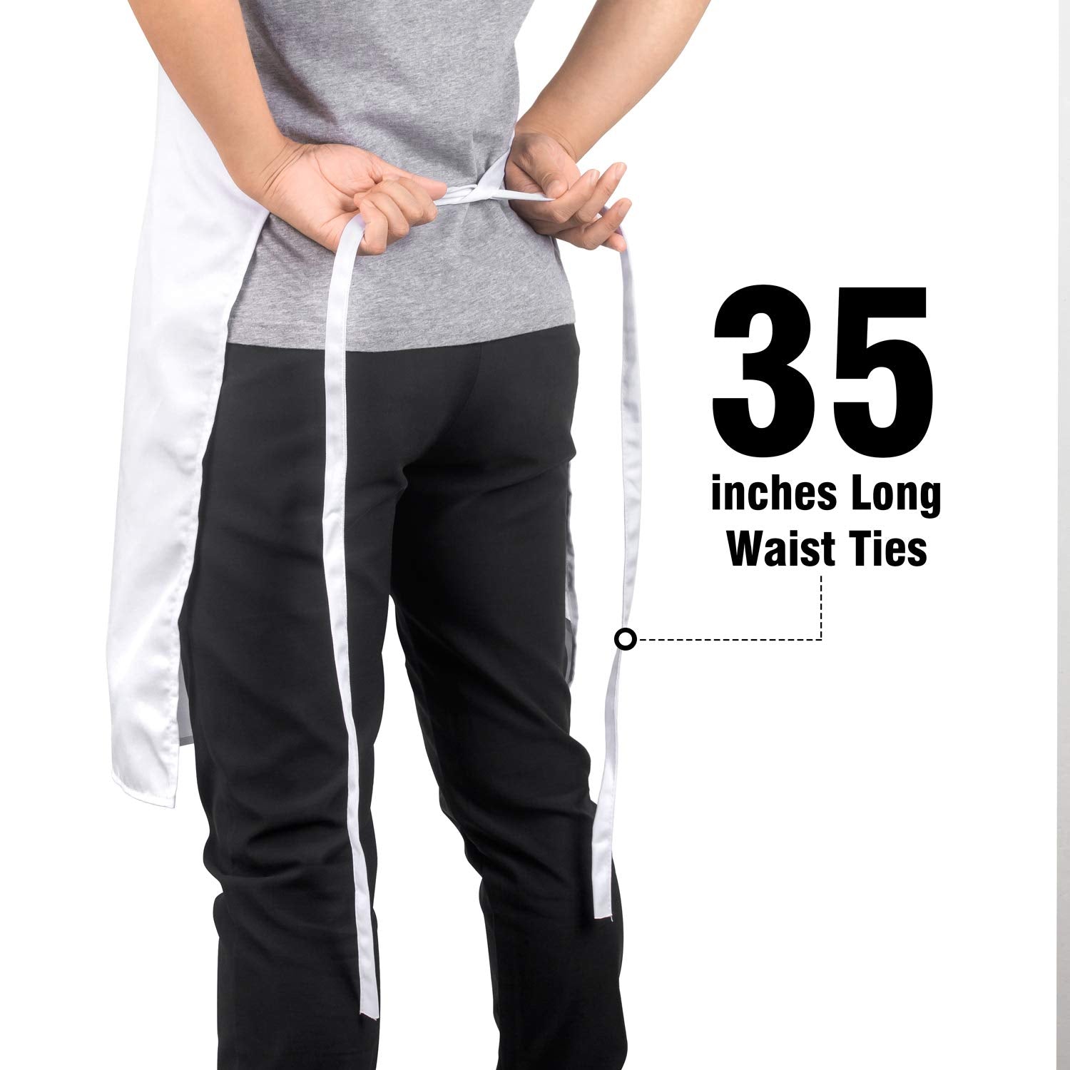 Xornis 2 Pack Bib Aprons With 2 Pockets Kitchen Apron Cooking Chef, White