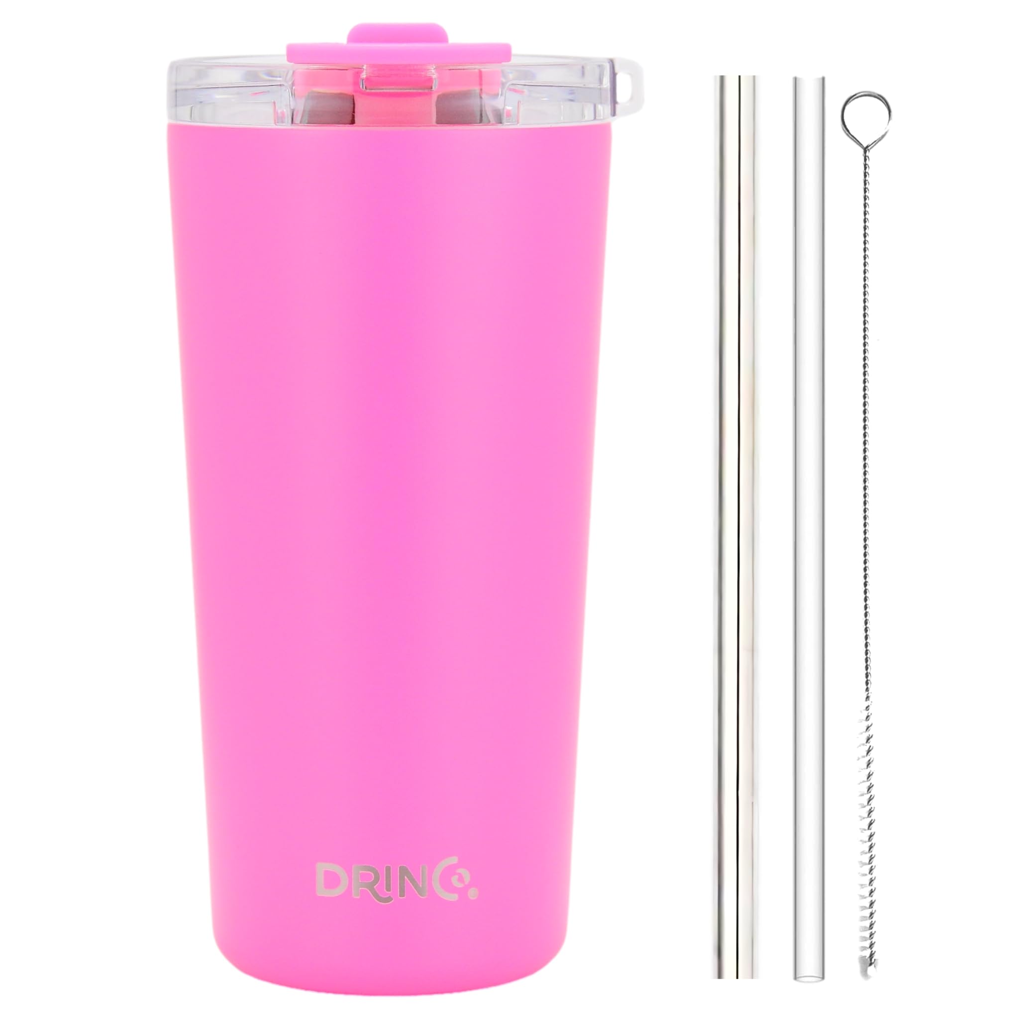 Drinco - 20 Oz Stainless Steel Tumbler  Double Walled Vacuum Insulated Mug With Lid, 2 Straws, For Hot & Cold Drinks (2Pk, 2Pk 2