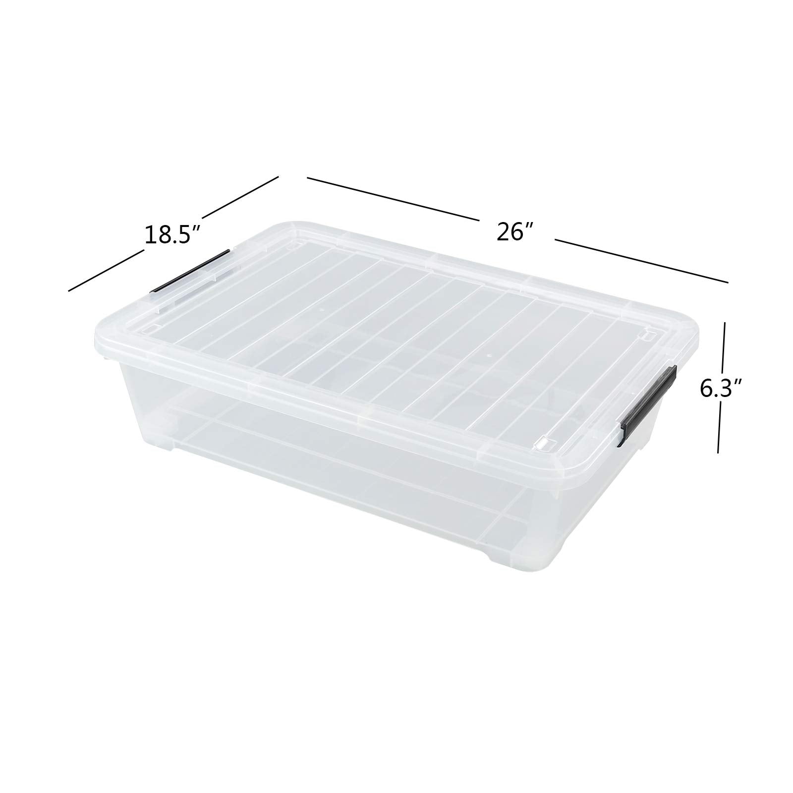 Hommp 3-Pack Plastic Under Bed Storage Box Container, 40 Quart Clear Stackable Storage Box Wheeled Latching Box