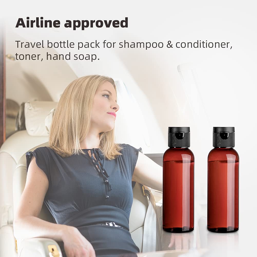 Tancano Travel Container For Toiletries Amber Empty Plastic Bottles 3.4Oz/100Ml Refillable Travel Shampoo And Conditioner Bottle