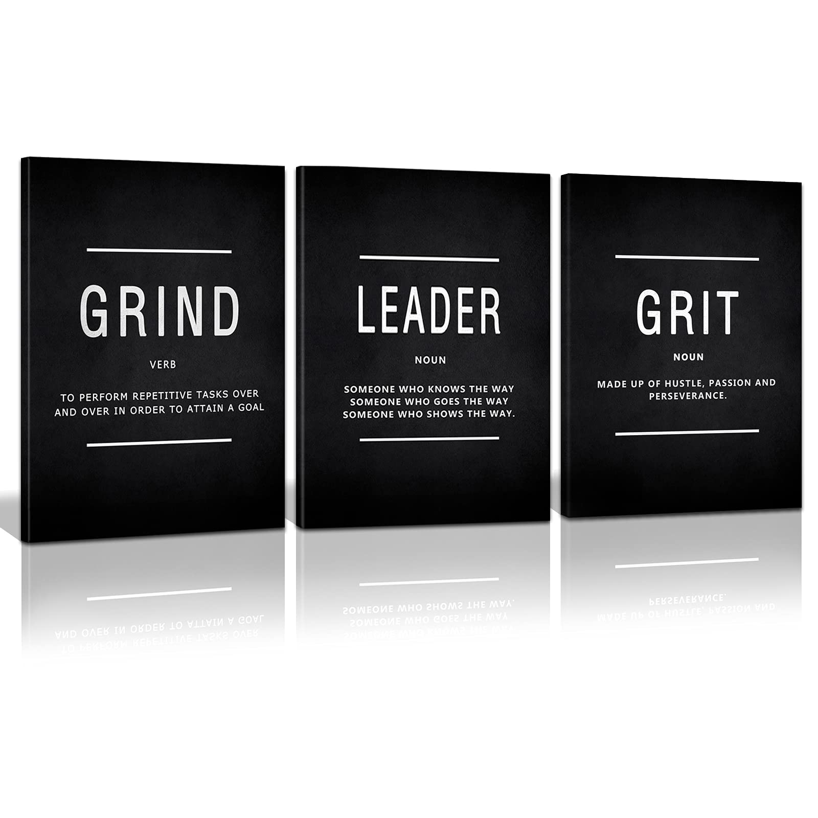 Kawahone Motivation Canvas Wall Art Grind, Success Grit Leader Quotes Poster Framed Canvas Oil Painting Wall Decor Inspirational